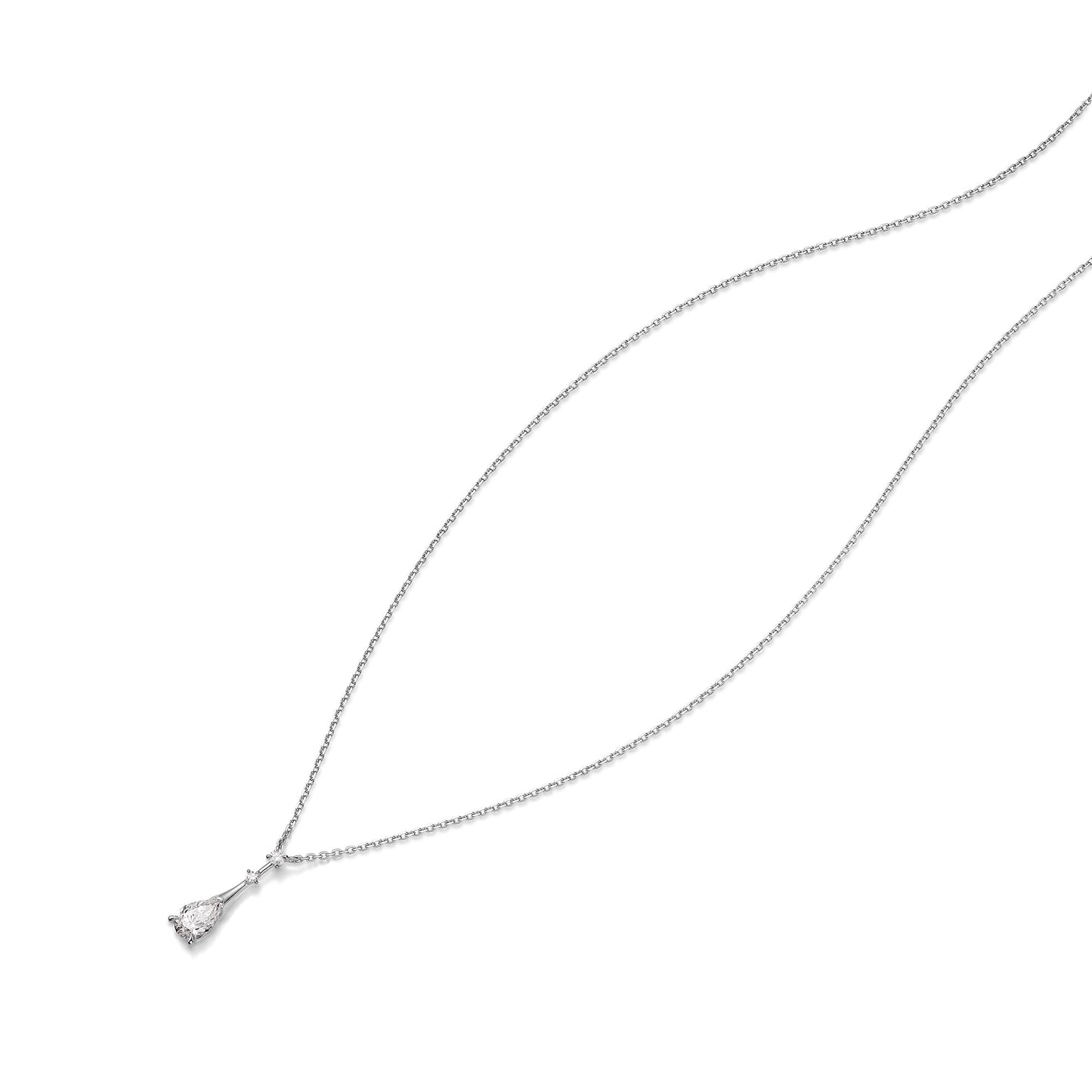 AGVANA PT950 Platinum 0.5 Ct Pear-Cut Lab-Grown Diamond Solitaire Pendant Necklace