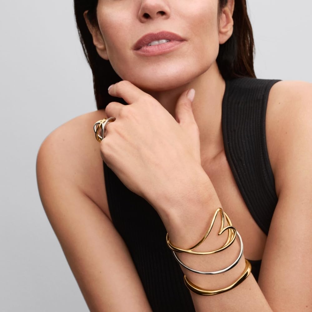 Pandora Essence Organically Shaped Heart Gold Plated Bangle