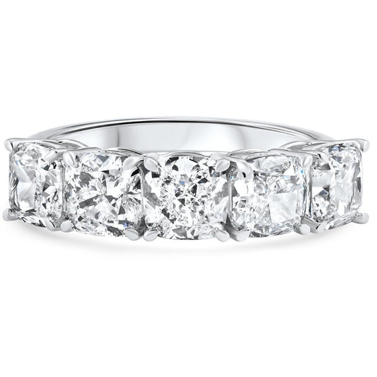 Pompeii 1-3 1/2 Ct Cushion Cut Diamond 5-Stone Wedding Ring 14k Gold Lab Grown - Size 10 (F/G,VS1-VS2)