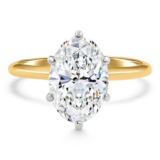 P3 POMPEII3 Pompeii Certified 4Ct Oval Solitaire Diamond Engagement Ring 14k Gold Lab Grown - Size 4 (G/H,VS1-VS2)