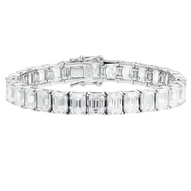 5.00 Ct Emerald-Cut Diamond Tennis Bracelet (925 Sterling Silver)