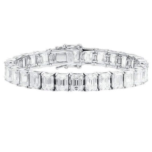 5.00 Ct Emerald-Cut Diamond Tennis Bracelet (925 Sterling Silver)