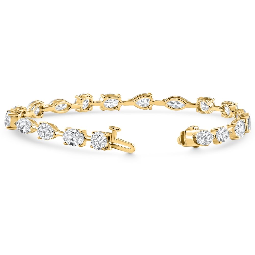 P3 POMPEII3 Pompeii 10Ct Mixed Cut Diamond Tennis Bracelet 7" 14k Yellow Gold Lab Grown - Size 7 (EF,VS)