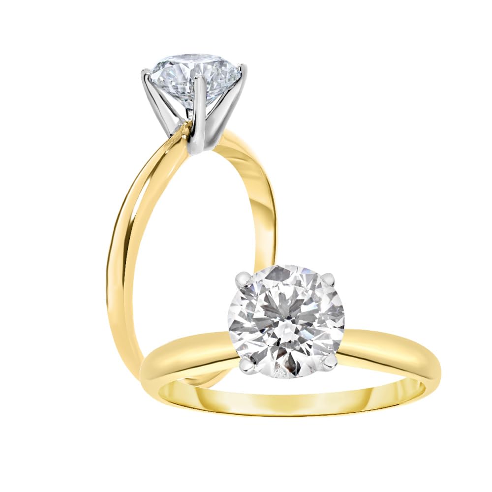 IGI Certified 1 Carat Lab Grown Diamond Solitaire Engagement Ring 14K Yellow Gold (F-G Color, VS2-SI1 Clarity) - Size 7