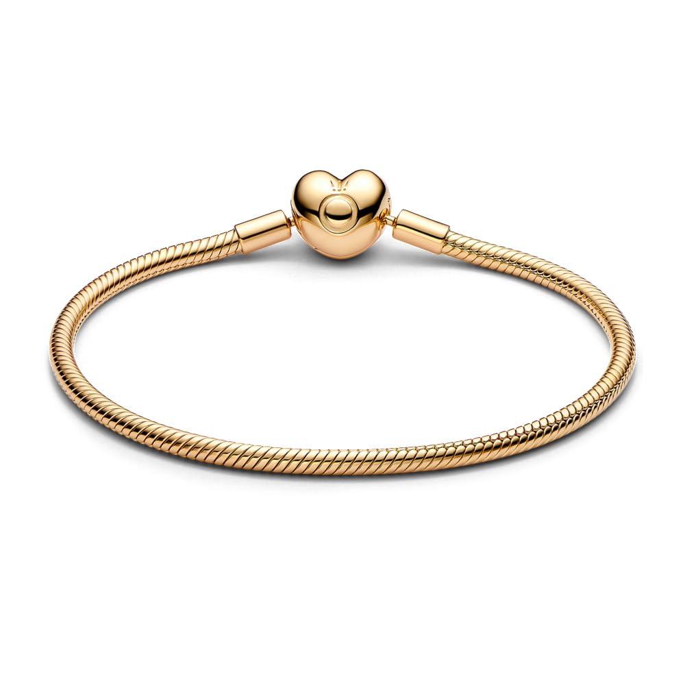 Pandora Moments Heart Clasp Snake Chain 14K Gold Plated Bracelet