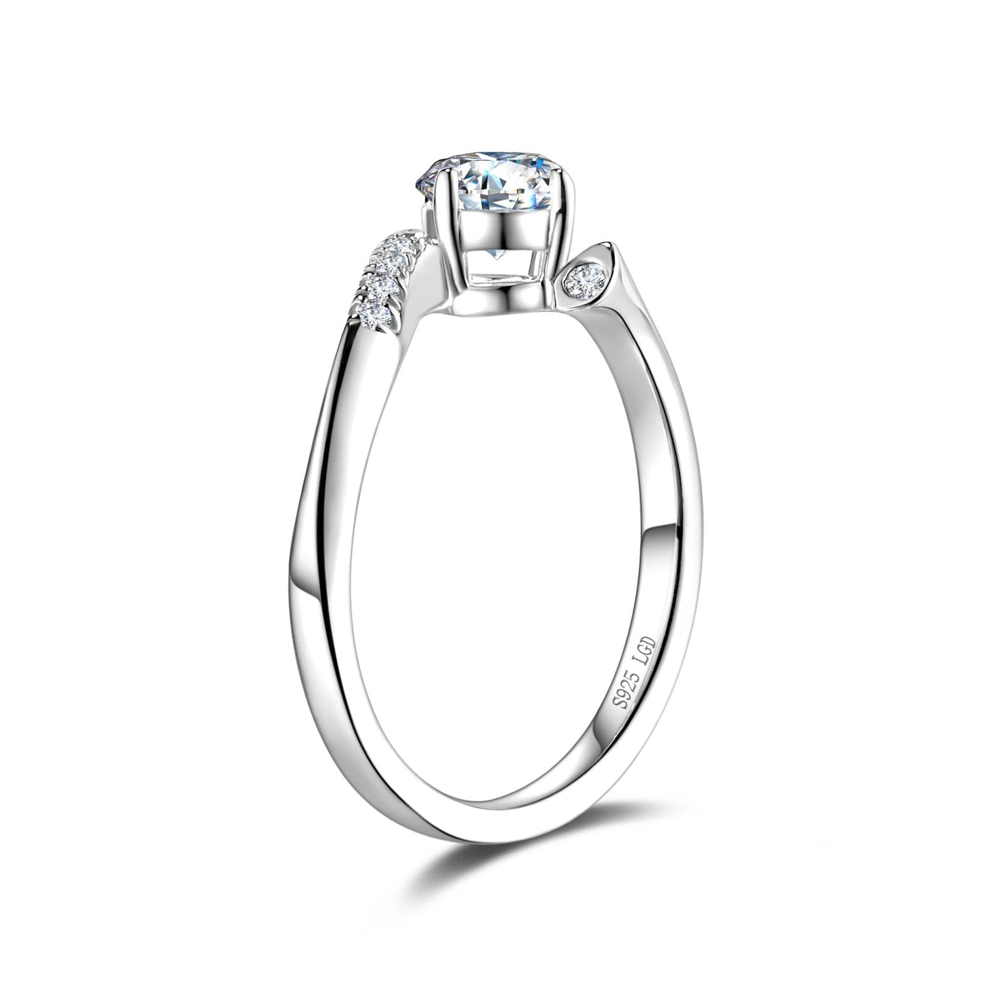 AGVANA 1 Carat Lab Grown Diamond Ring in Sterling Silver (1.1 Ct. Tw.) Engagement Anniversary Wedding Ring for Women (D-E Color, VS Clarity)
