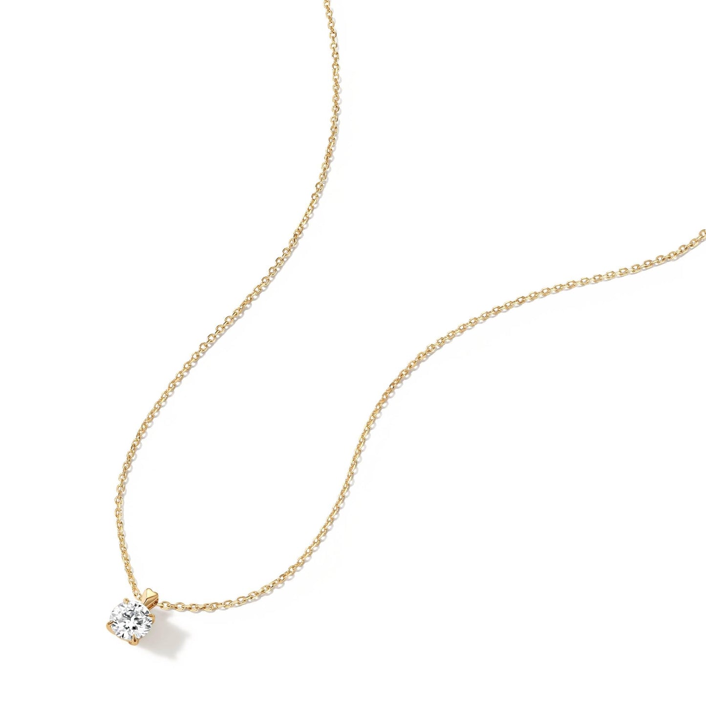 AGVANA 14K Solid Yellow Gold 1 Carat Round Lab-Grown Diamond Solitaire Pendant Necklace