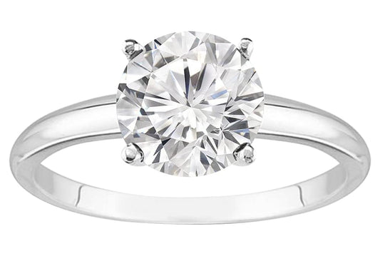 Houston Diamond District 1 to 10 Carat IGI Certified Lab Grown Diamond Engagement Ring, Round Cut Solitaire, 4-Prong Setting, E–F Color VS2–SI1 Clarity 14K White Gold 1 Carat Size-7
