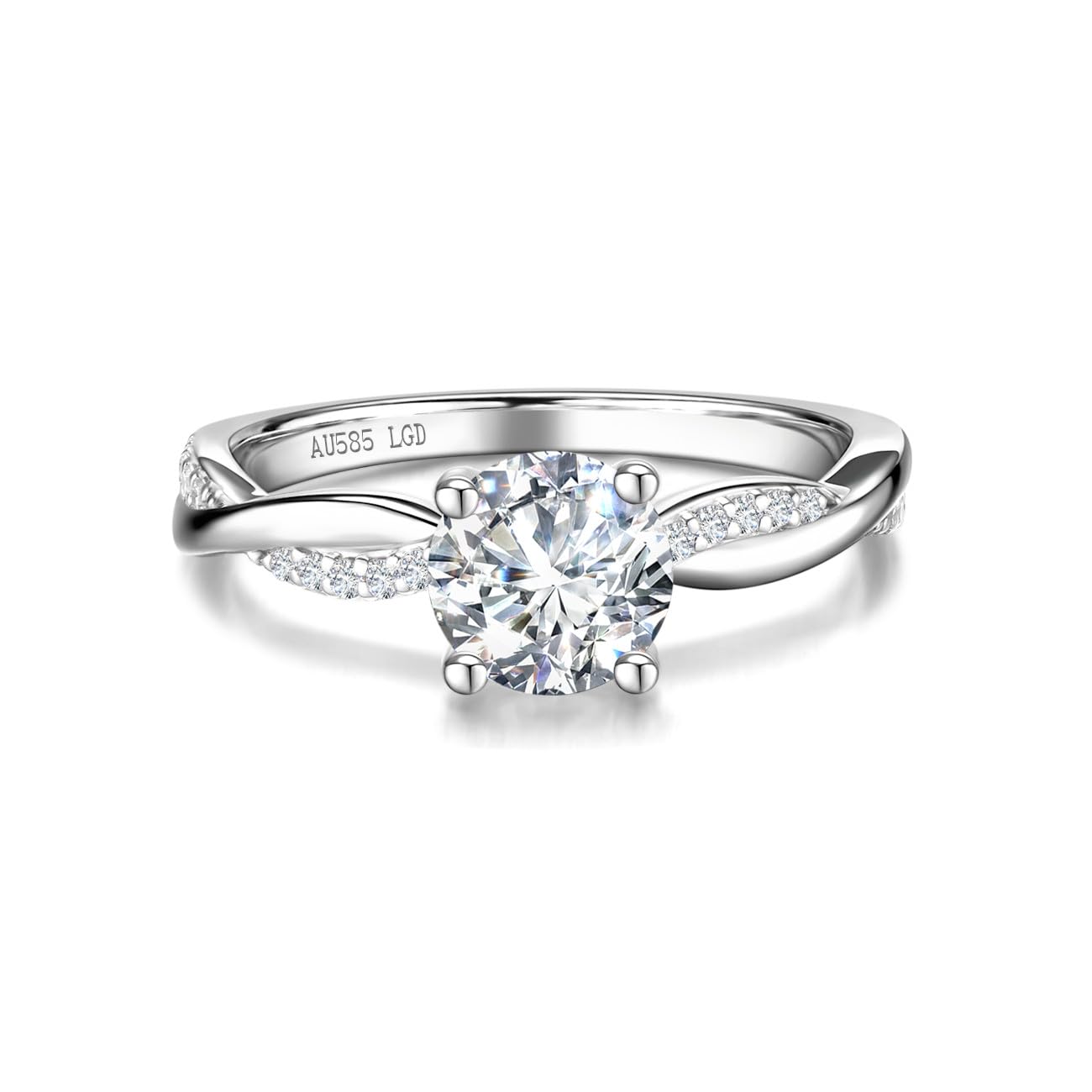 AGVANA 1 Carat Lab Grown Diamond Petite Twisted Vine Ring in 14K White Gold (1.06 Ct.Tw. Main Stone) Engagement Anniversary Wedding Ring for Women (D-E Color, VS Clarity)