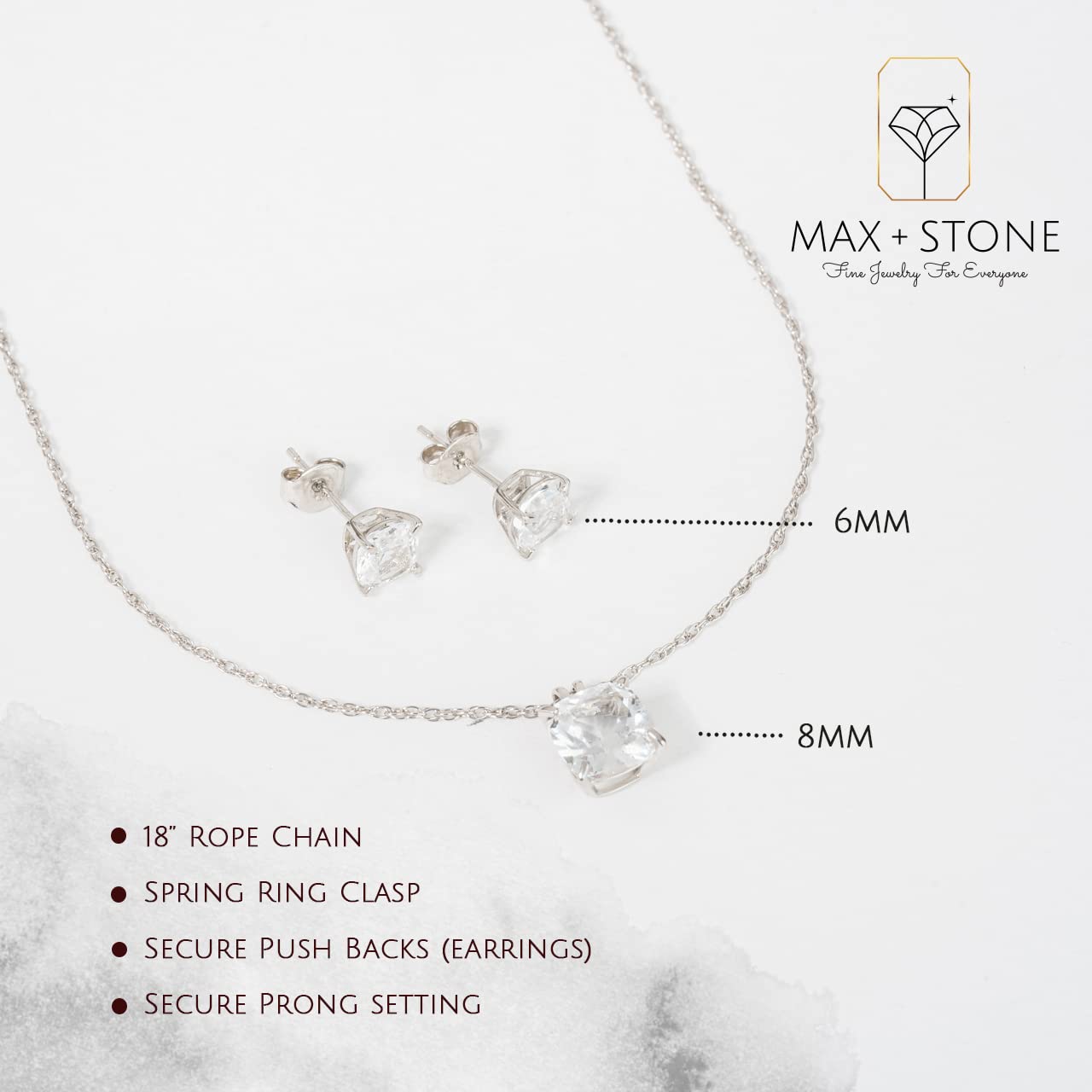 MAX + STONE 925 Sterling Silver Opal Necklace & Earrings Set