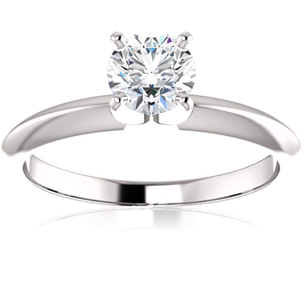 Pompeii 1/2 Ct Lab Grown Diamond Solitaire Engagement Ring 14k White Rose or Yellow Gold - Size 8.5 ((E-F),SI(1)-SI(2))