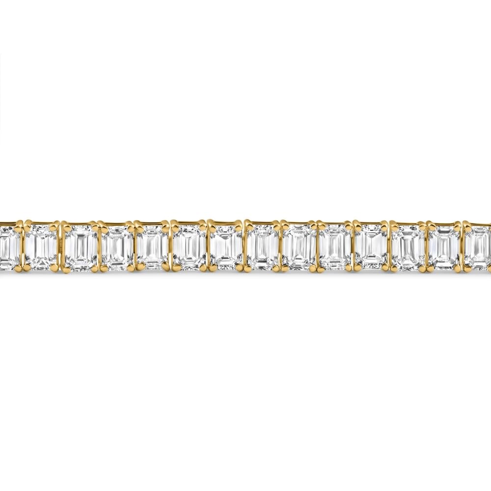 P3 POMPEII3 Pompeii 15Ct Emerald Cut Diamond Tennis Bracelet 7" 14k Yellow Gold Lab Grown - Size 7 (EF,VS)