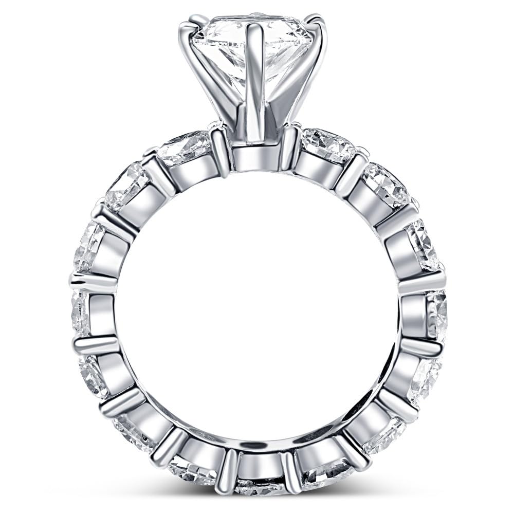 Pompeii Certified 13Ct Pear Shape Diamond Eternity Wedding Ring Set 14k Gold Lab Grown - Size 4 (G/H,VS2-SI1)
