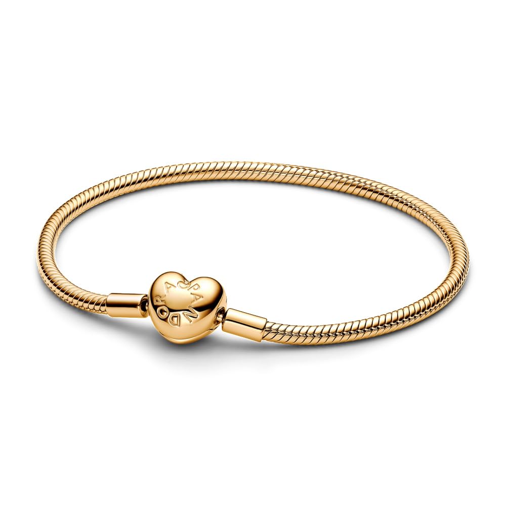 Pandora Moments Heart Clasp Snake Chain 14K Gold Plated Bracelet
