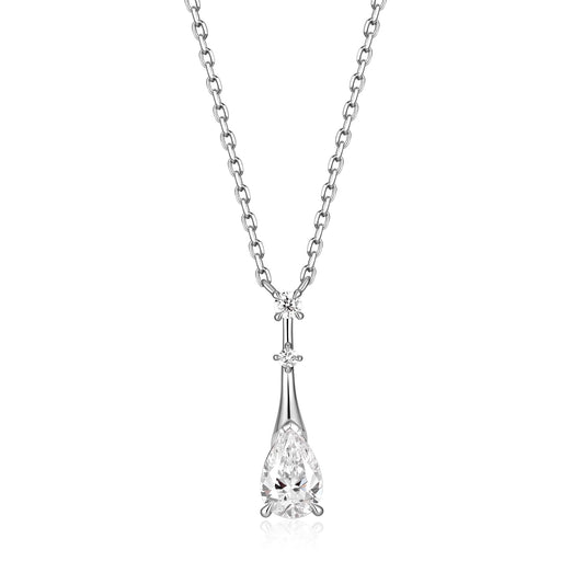 AGVANA PT950 Platinum 0.5 Ct Pear-Cut Lab-Grown Diamond Solitaire Pendant Necklace