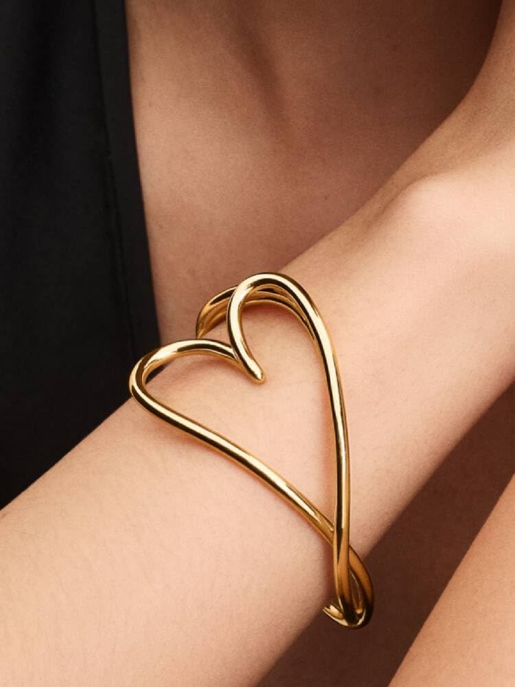 Pandora Essence Organically Shaped Heart Gold Plated Bangle