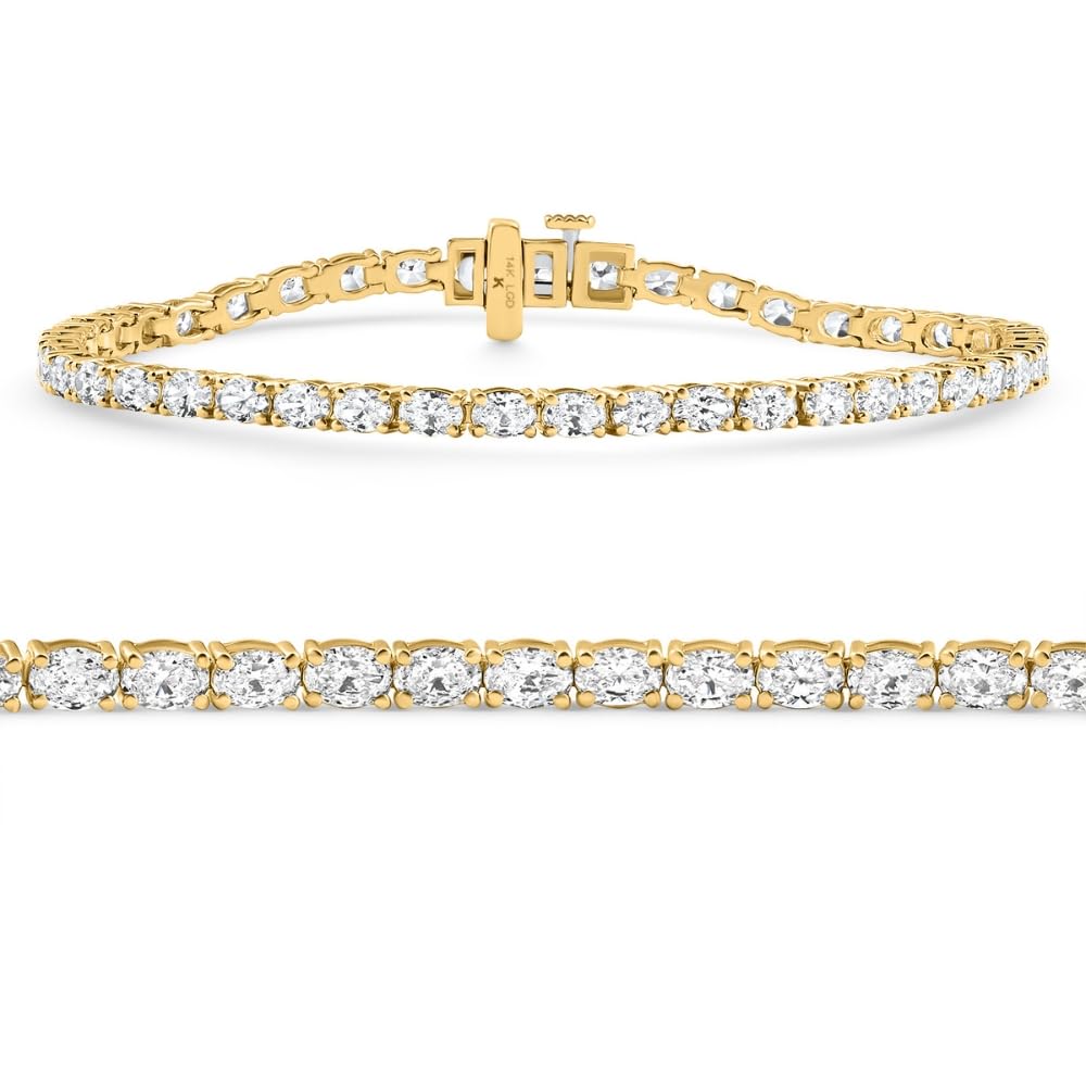 P3 POMPEII3 Pompeii 4.5Ct Oval Cut Diamond Tennis Bracelet 7" 14k Yellow Gold Lab Grown - Size 7 (EF,VS)