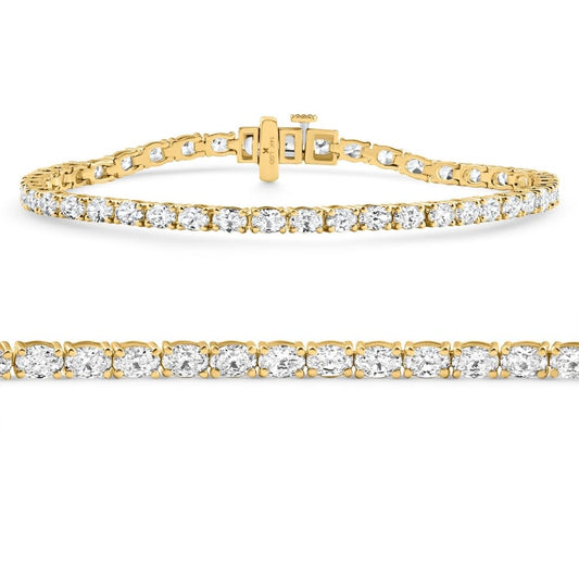 P3 POMPEII3 Pompeii 4.5Ct Oval Cut Diamond Tennis Bracelet 7" 14k Yellow Gold Lab Grown - Size 7 (EF,VS)