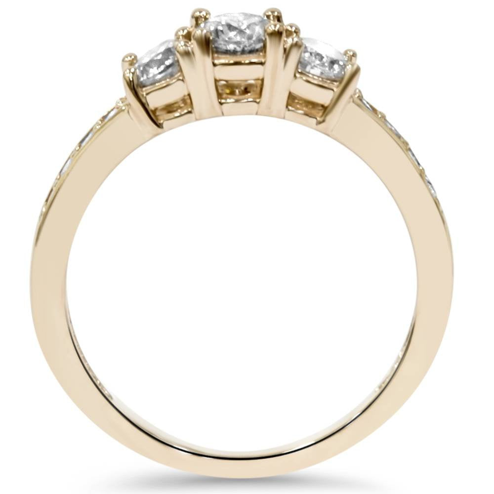Pompeii3 One Carat Three Stone Diamond Engagement Ring In 14k Yellow Gold