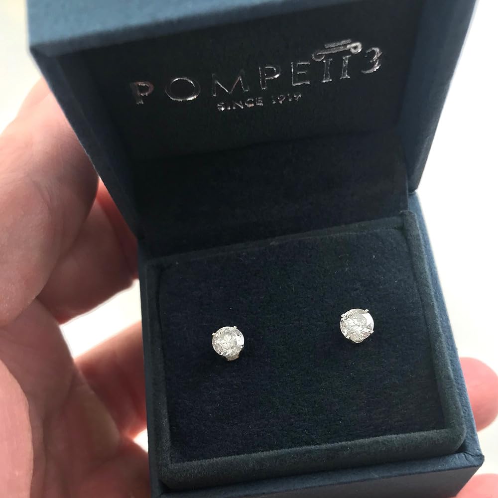 Pompeii 1 Ct TDW Round Cut 14K White Gold Diamond Studs Earrings