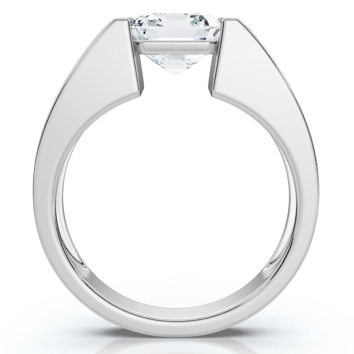 P3 POMPEII3 Pompeii Certified 5.40Ct Men's Asscher Cut Diamond Ring 14k Gold Lab Grown - Size 7.5 (G/H,VS1-VS2)