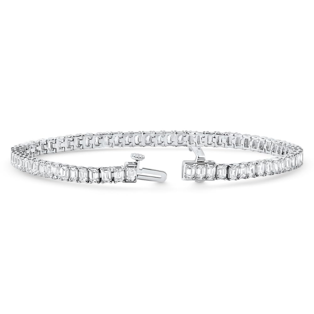 P3 POMPEII3 Pompeii 12.25Ct Emerald Cut Diamond Tennis Bracelet 7" 14k White Gold Lab Grown - Size 7 (EF,VS)