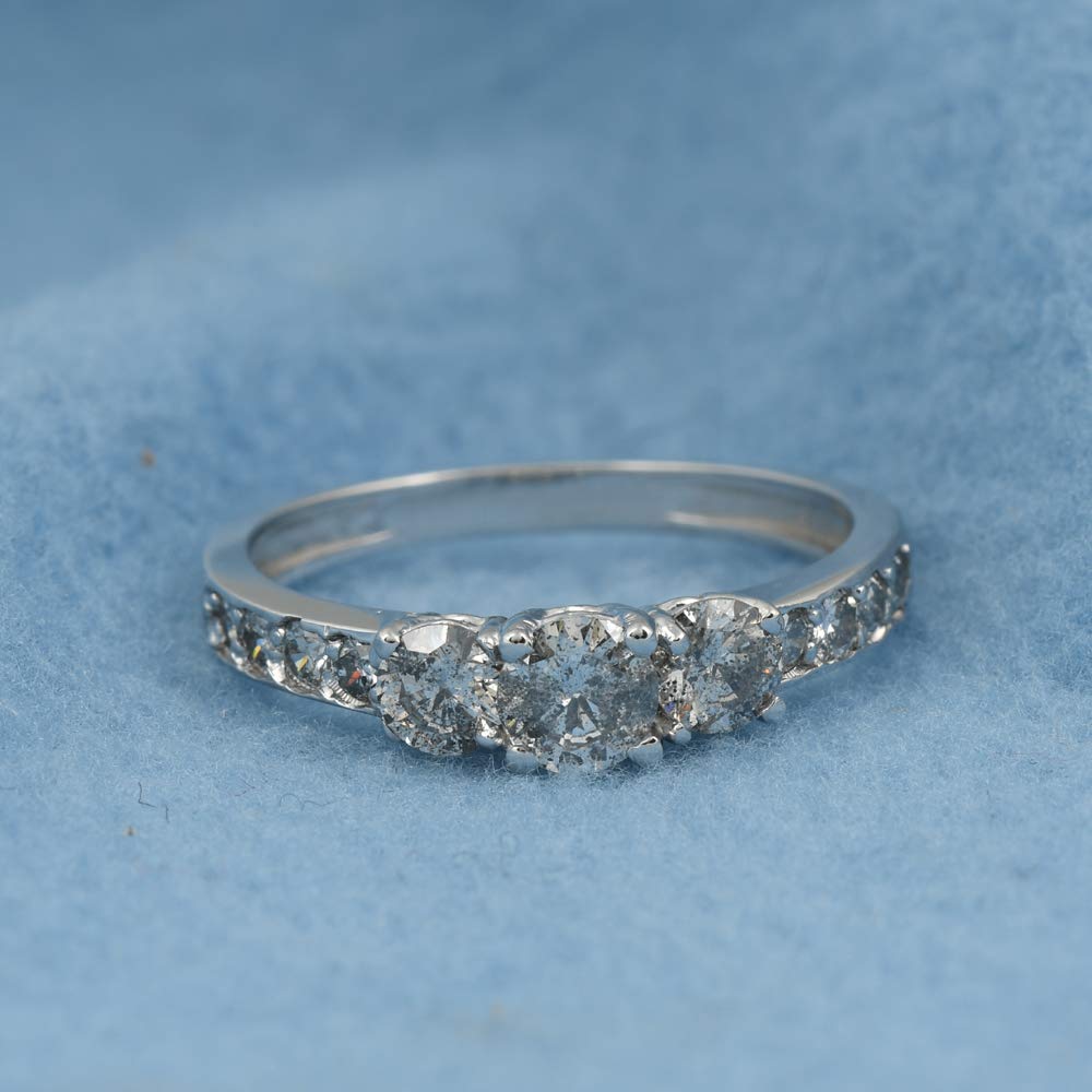 Pompeii 1ct Diamond 3 Three Stone Engagement Ring 10K White Gold - Size 7.5