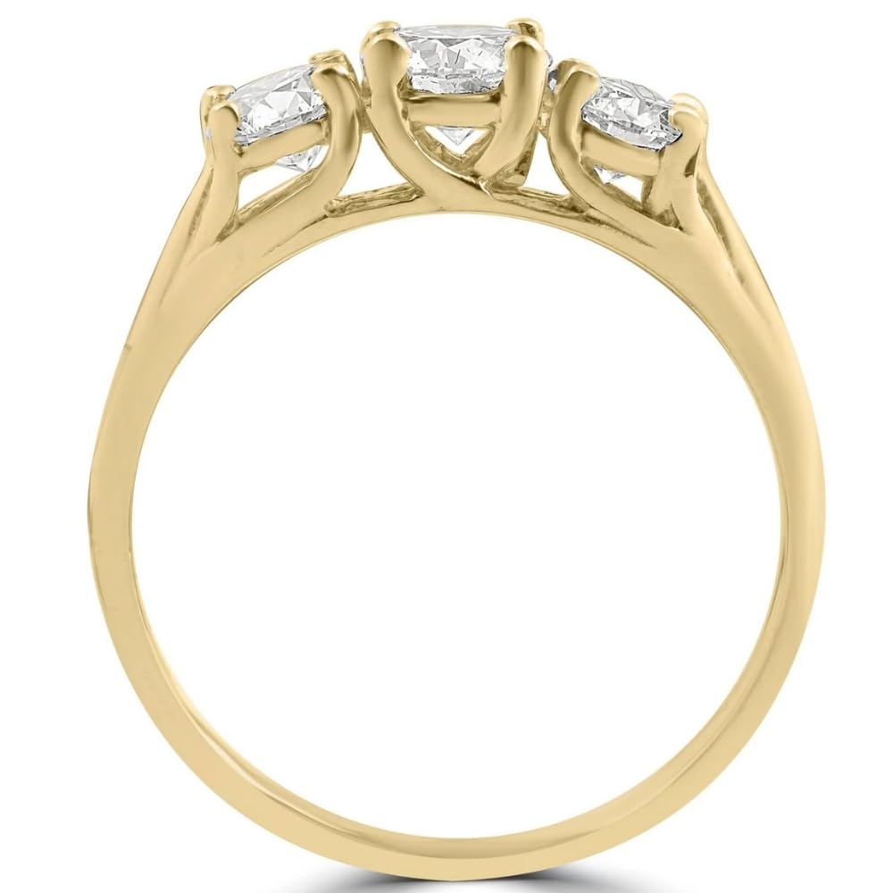 Pompeii 1ct Three Stone Diamond Engagement Womens Anniversary Ring 14k Yellow Gold - Size 7