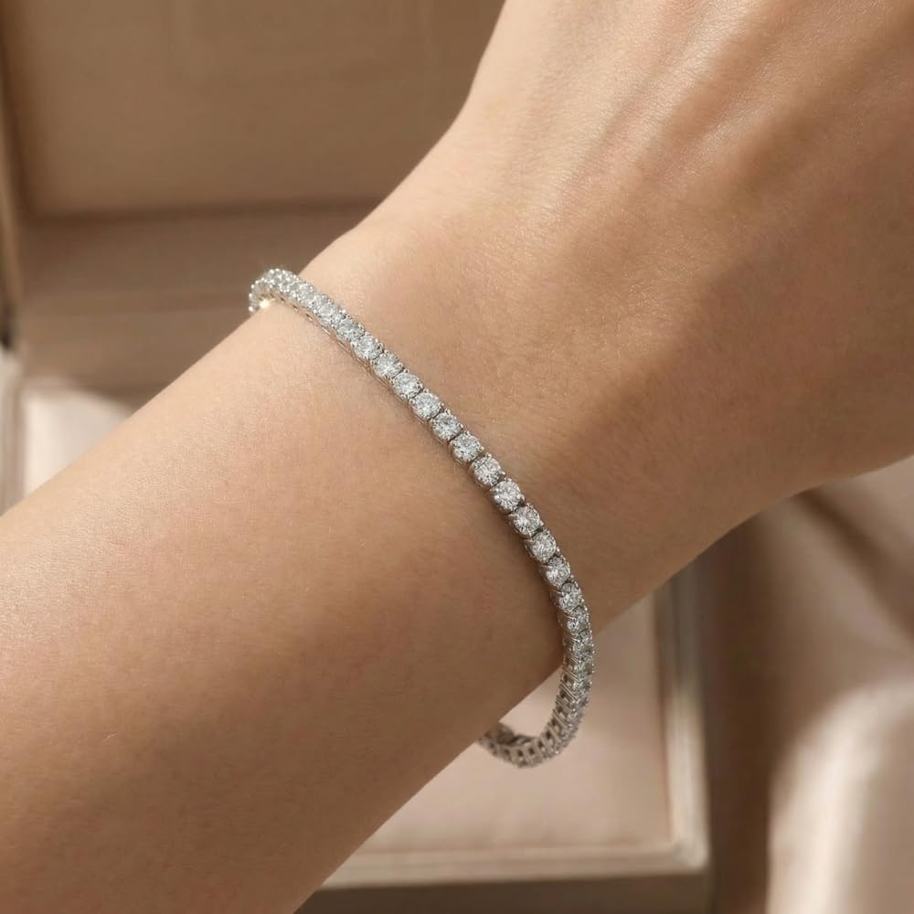 Pompeii 7ct Diamond Tennis Bracelet 14K White Gold Women's 7" Round Cut