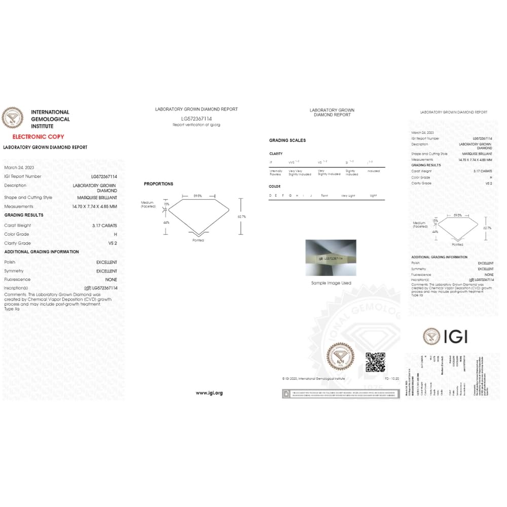 P3 POMPEII3 Pompeii Certified 2-6Ct Marquise Solitaire Diamond Engagement Ring 14k Gold Lab Grown - Size 7 (G/H,VS2-SI1)