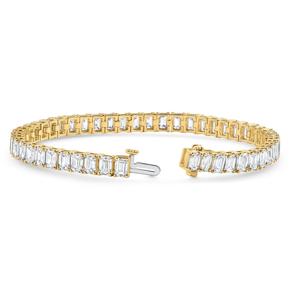 P3 POMPEII3 Pompeii 15Ct Emerald Cut Diamond Tennis Bracelet 7" 14k Yellow Gold Lab Grown - Size 7 (EF,VS)