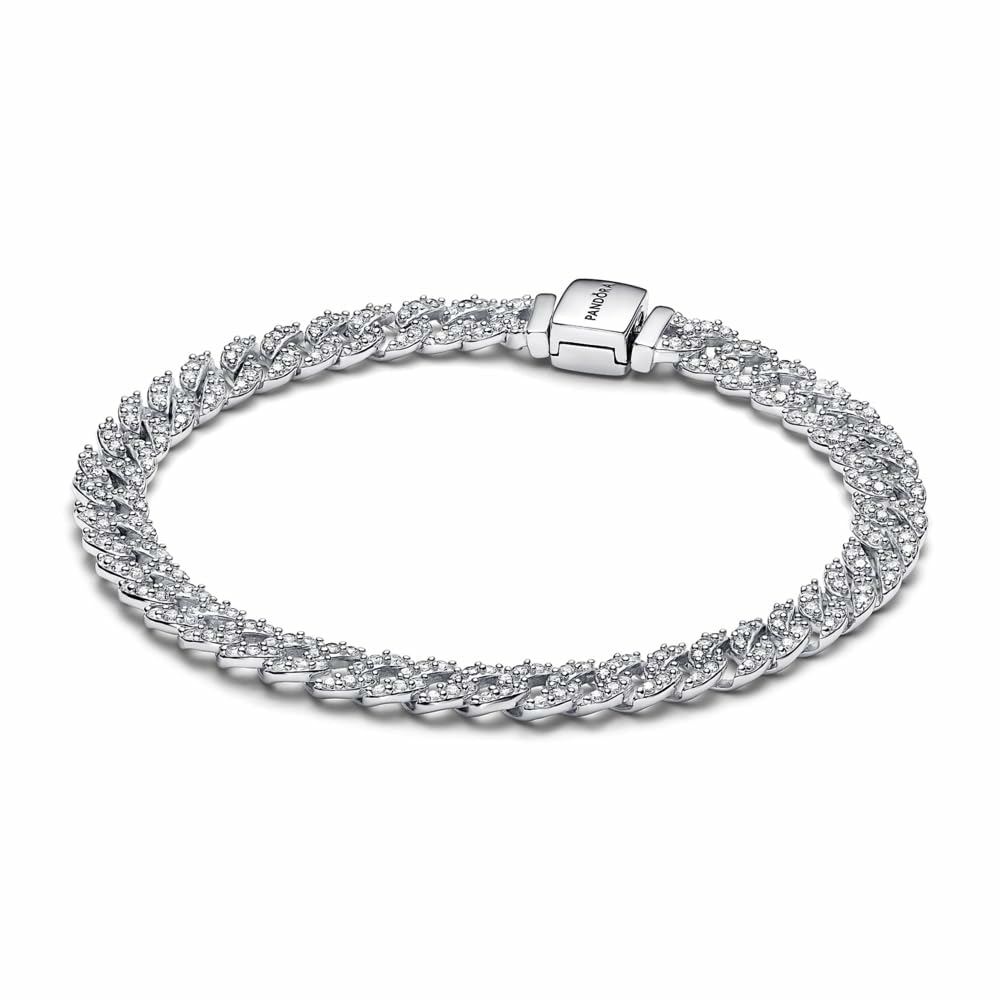 Pandora Timeless Pavé Cuban Chain Sterling Silver Bracelet - 6.9"