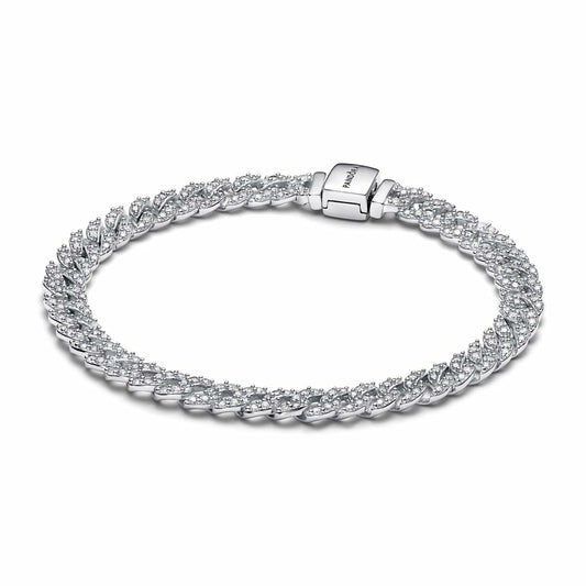 Pandora Timeless Pavé Cuban Chain Sterling Silver Bracelet - 6.9"
