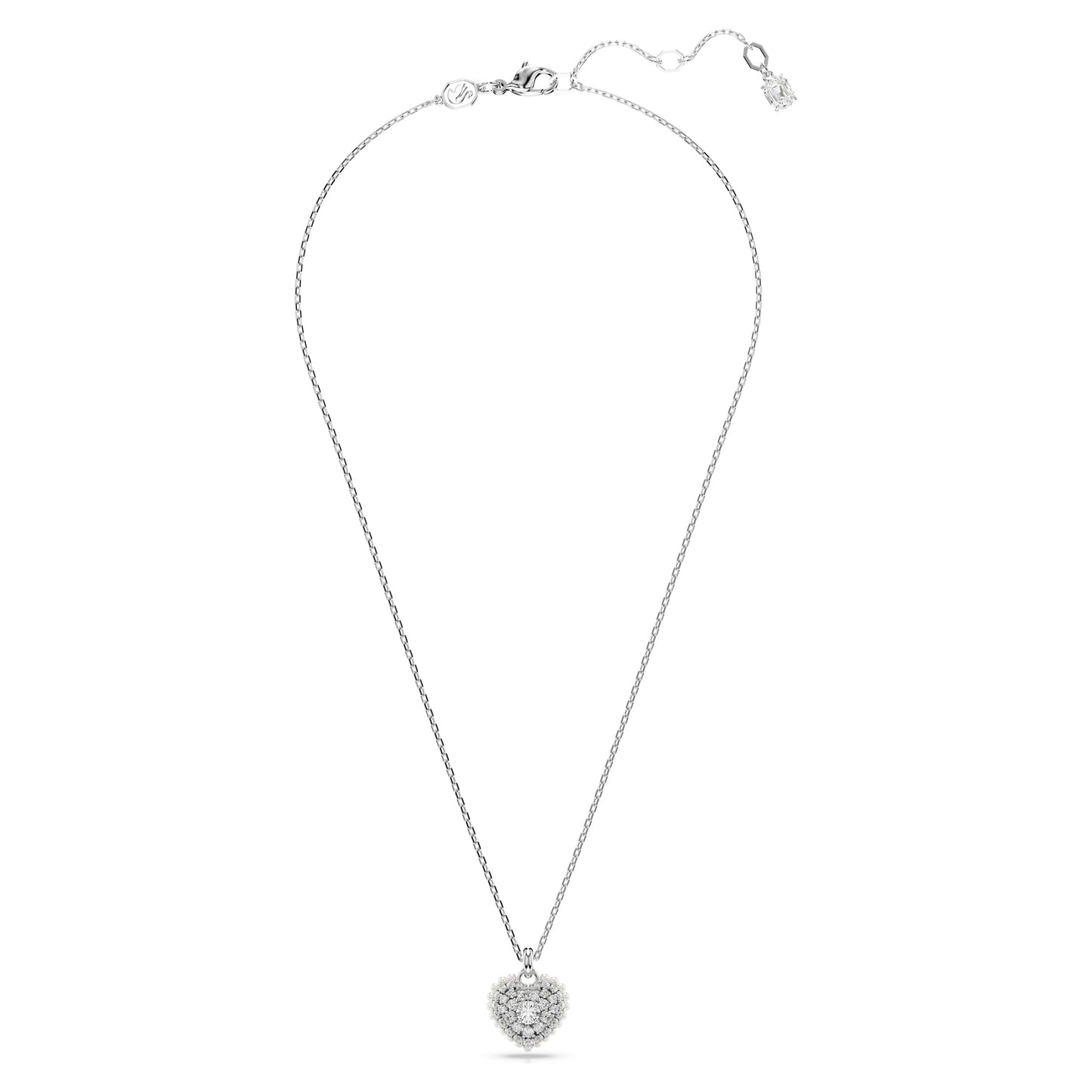 Swarovski Idyllia Heart Pendant Necklace - Clear Crystals Rhodium Finish