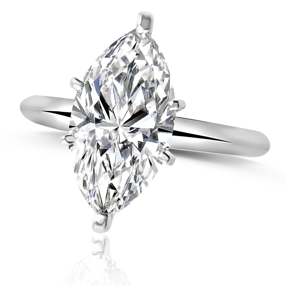 P3 POMPEII3 Pompeii Certified 2-6Ct Marquise Solitaire Diamond Engagement Ring 14k Gold Lab Grown - Size 7 (G/H,VS2-SI1)