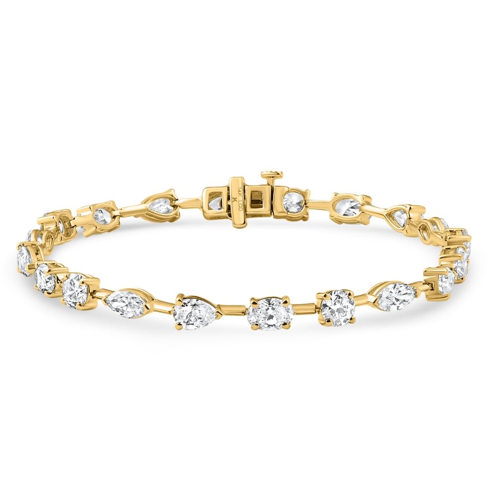 Pompeii 8Ct Mixed Cut Diamond Tennis Bracelet 7" 14k Yellow Gold Lab Grown - Size Medium (EF,VS)