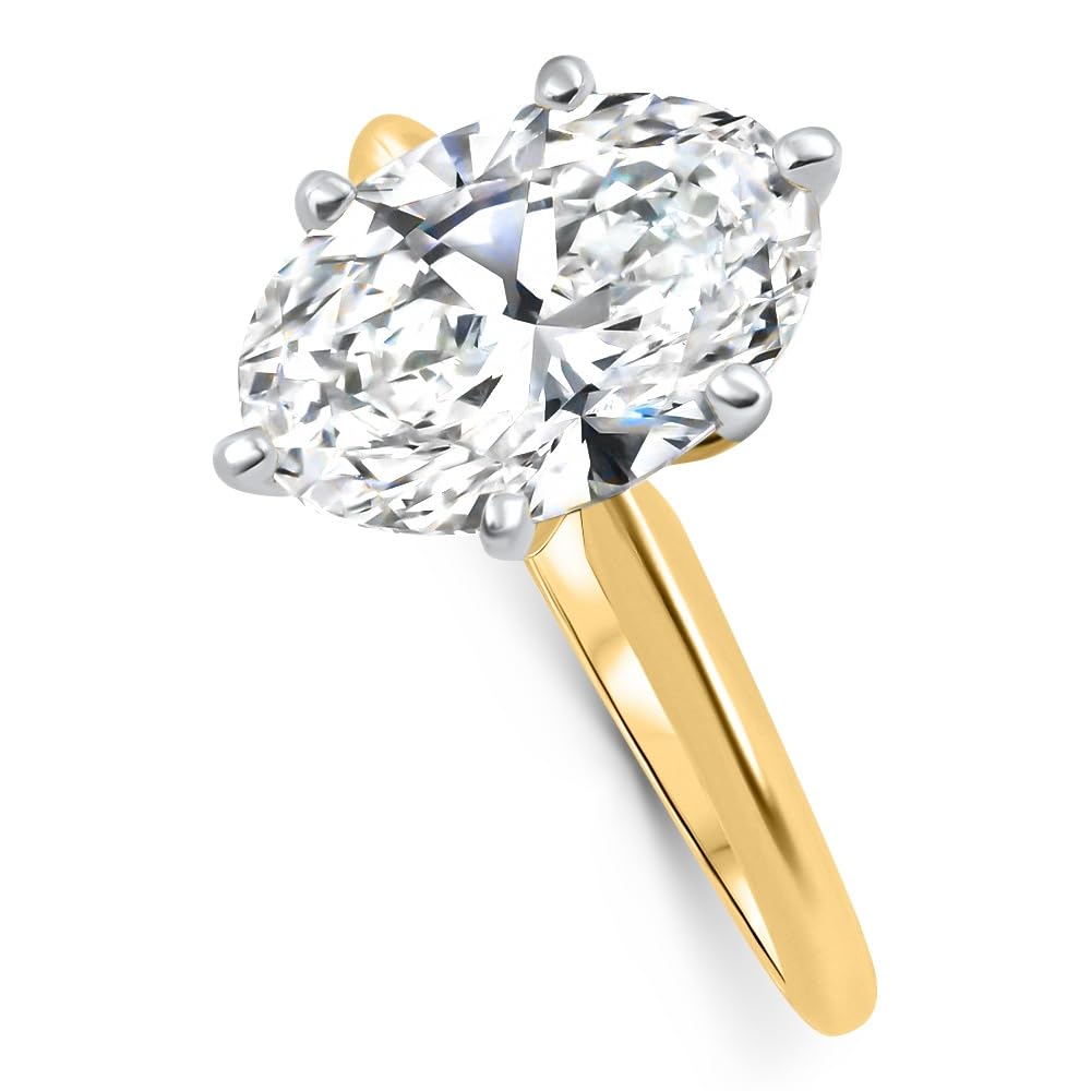 P3 POMPEII3 Pompeii Certified 4Ct Oval Solitaire Diamond Engagement Ring 14k Gold Lab Grown - Size 4 (G/H,VS1-VS2)