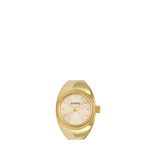 Fossil Women's Watch Ring, Quartz Stainless Steel Two-Hand Ring Watch for Women, Color: Gold