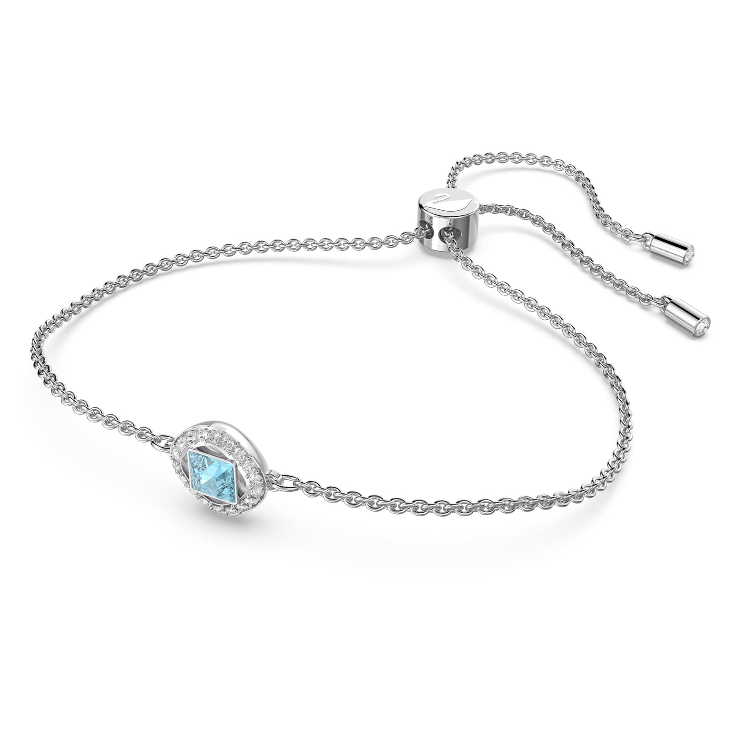 Swarovski Una Angelic Aqua Crystal Bolo Bracelet - Rhodium Plated