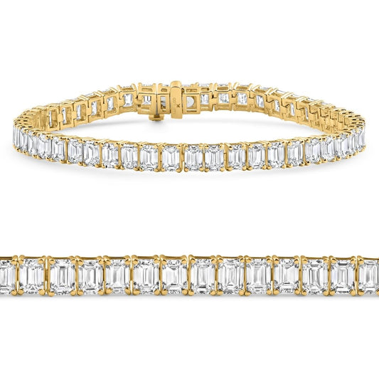P3 POMPEII3 Pompeii 15Ct Emerald Cut Diamond Tennis Bracelet 7" 14k Yellow Gold Lab Grown - Size 7 (EF,VS)