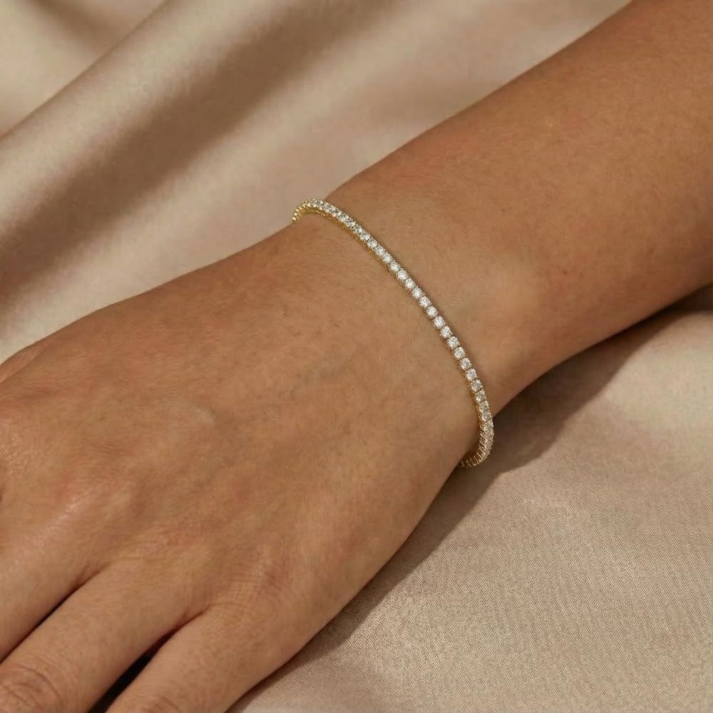 3 Ct Lab Created Diamond Tennis Bracelet 7" 14k Yellow Gold