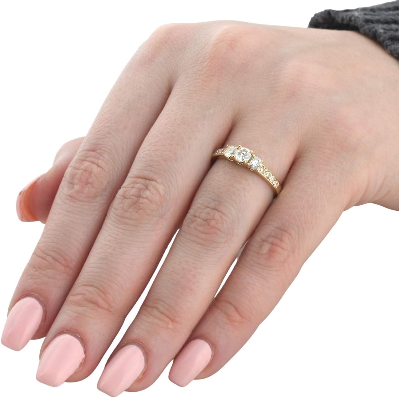 Pompeii3 One Carat Three Stone Diamond Engagement Ring In 14k Yellow Gold