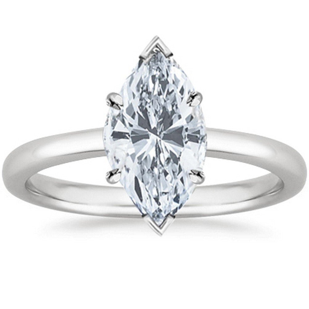 Houston Diamond District 1 to 5 Carat LAB GROWN Solitaire IGI CERTIFIED Diamond Engagement Ring (E-F Color VS2-SI1 Clarity) Marquise Shape 1 Carat Size-7