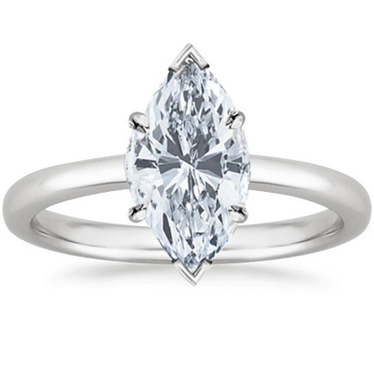 Houston Diamond District 1 to 5 Carat LAB GROWN Solitaire IGI CERTIFIED Diamond Engagement Ring (E-F Color VS2-SI1 Clarity) Marquise Shape 1 Carat Size-7