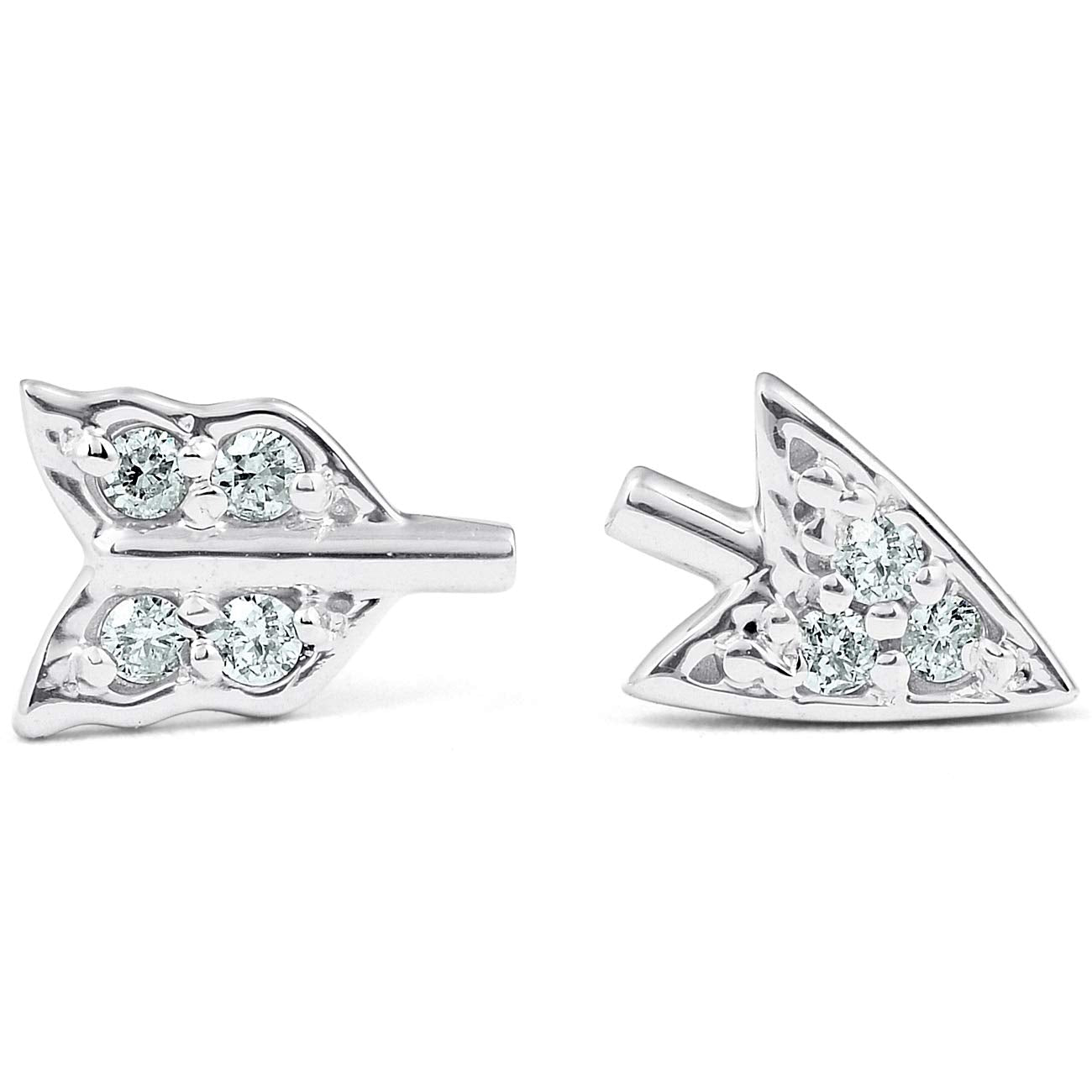 Pompeii 14k White Gold Arrow Diamond Studs Womens Dainty Fashion Earrings