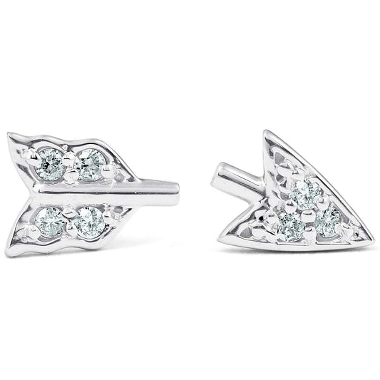 Pompeii 14k White Gold Arrow Diamond Studs Womens Dainty Fashion Earrings