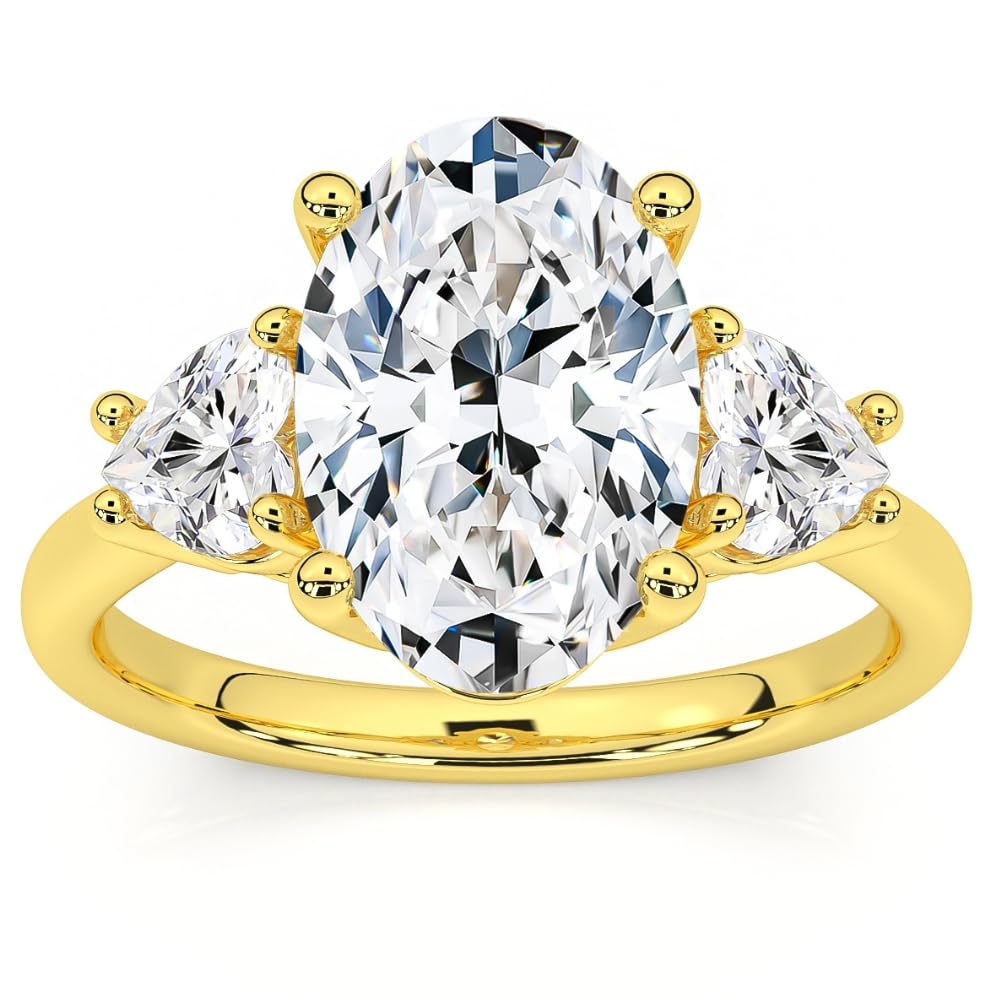 P3 POMPEII3 Pompeii Certified 2 3/4Ct Oval & Heart Shape Diamond Engagement Ring Lab Grown 14k Gold - Size 9 (G/H,VS2-SI1)