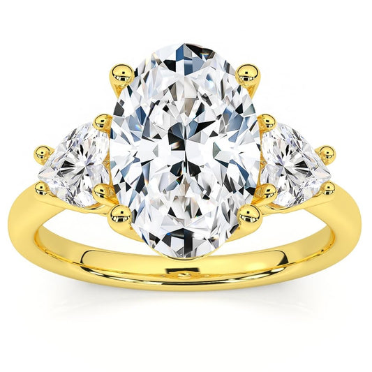 P3 POMPEII3 Pompeii Certified 2 3/4Ct Oval & Heart Shape Diamond Engagement Ring Lab Grown 14k Gold - Size 9 (G/H,VS2-SI1)