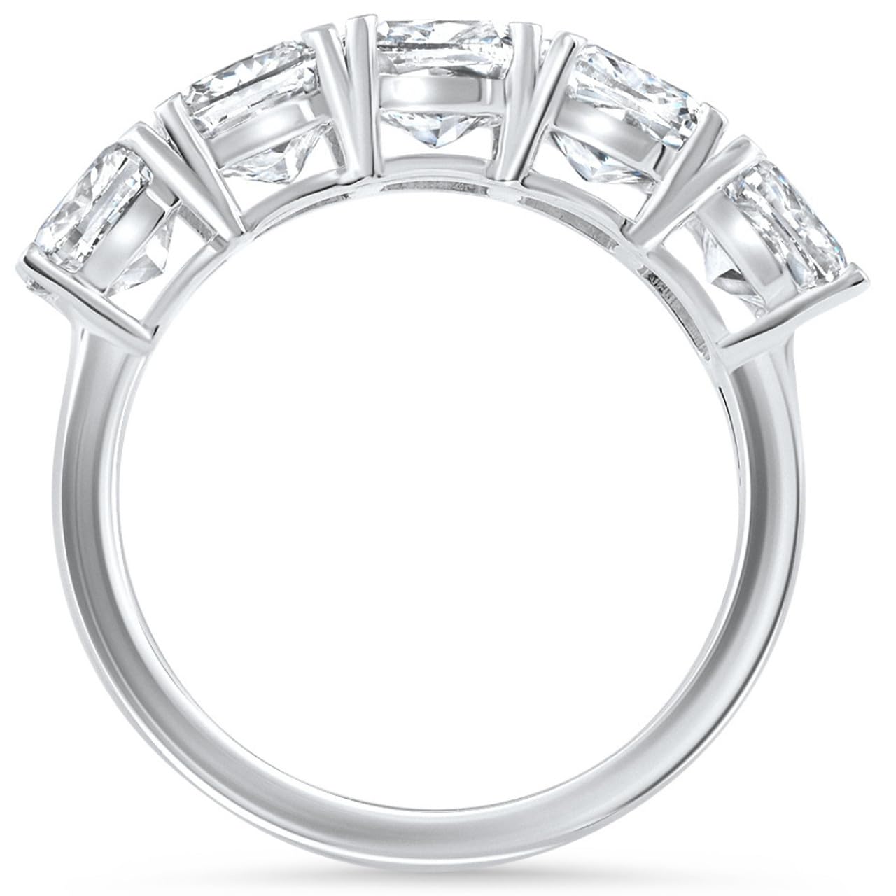 Pompeii 1-3 1/2 Ct Cushion Cut Diamond 5-Stone Wedding Ring 14k Gold Lab Grown - Size 10 (F/G,VS1-VS2)