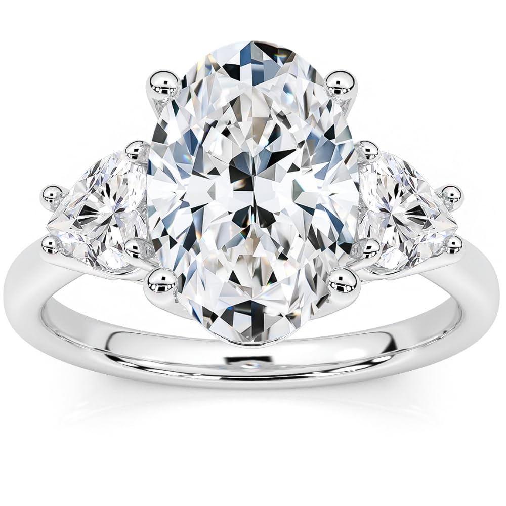 Pompeii3 Certified Two Point Seventy Five Carat Oval And Heart Shape Lab Grown Diamond Engagement Ring In 14k Gold